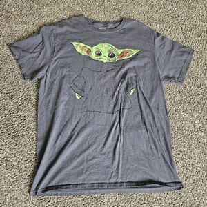 Star Wars Baby Yoda Grogu Mens Gray Short Sleeve T Shirt Size Extra Large